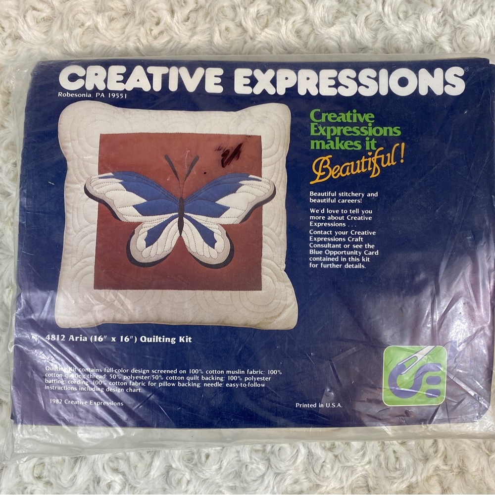 1982 vintage creative expressions quilting kit butterfly